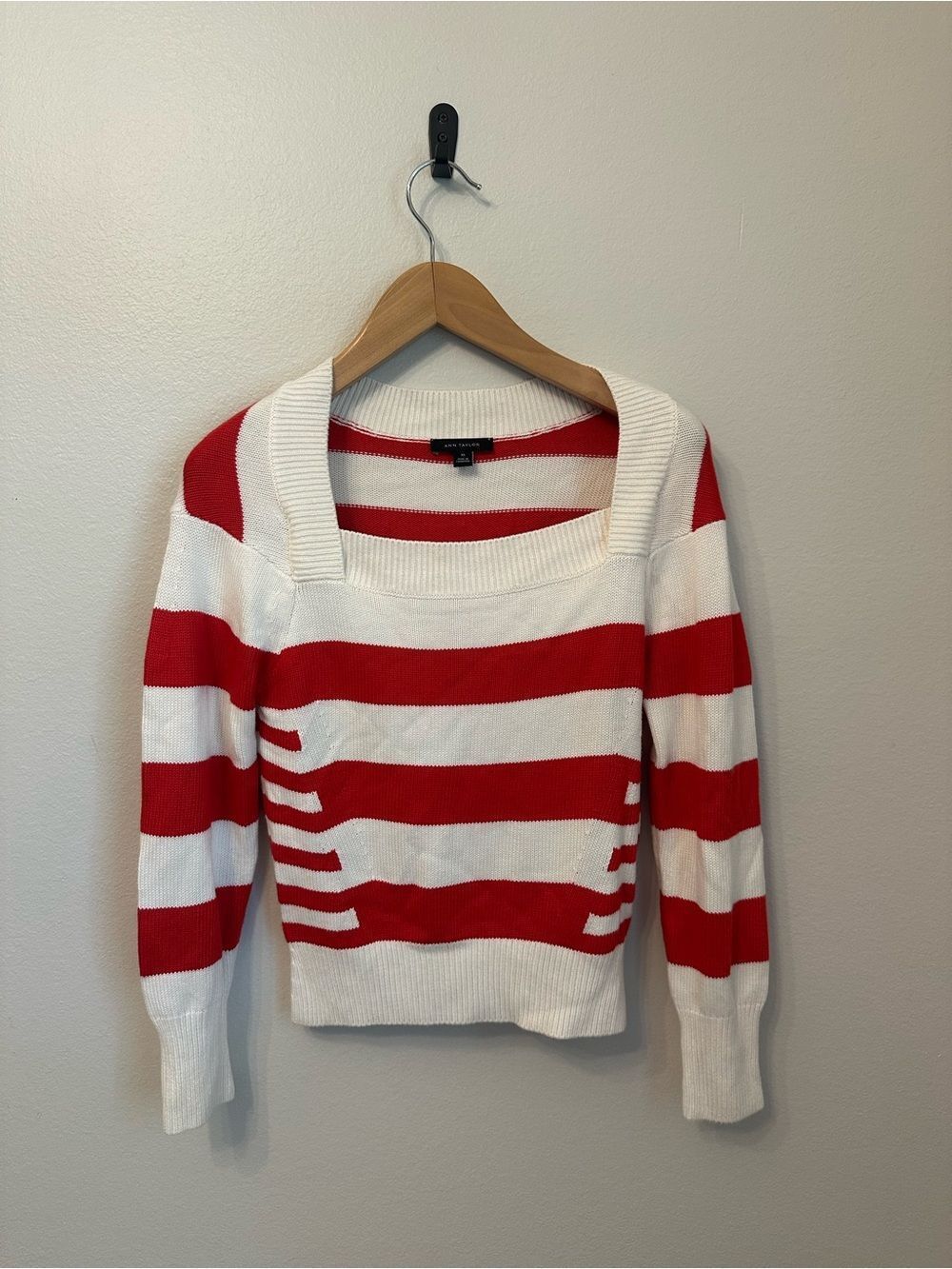 The Limited Red and White Striped Scoop-Neck Sweater